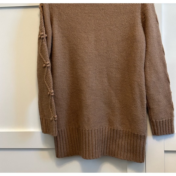 Ann Taylor LOFT Turtleneck Cable Popcorn Knit Lambswool Taupe Like-New Sz M - Picture 7 of 12